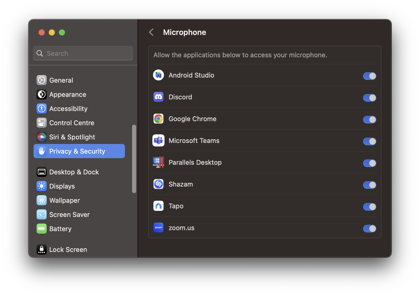 access microphone settings on macOS to enable for app to fix Google Meet microphone, audio, or sound not working