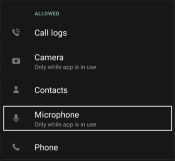 Provide microphone access to the browser and Google Meet app on mobile