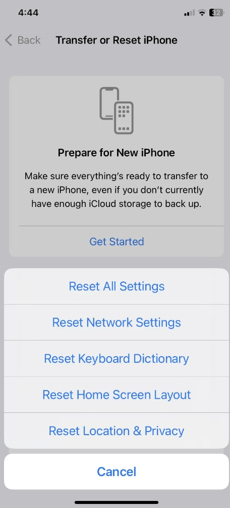 Reset your iPhone's network settings