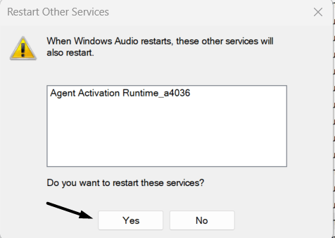 Restart Windows audio service