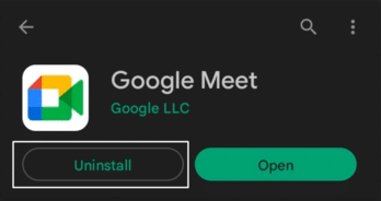 Uninstall and reinstall the Google Meet app to fix Google Meet microphone not working