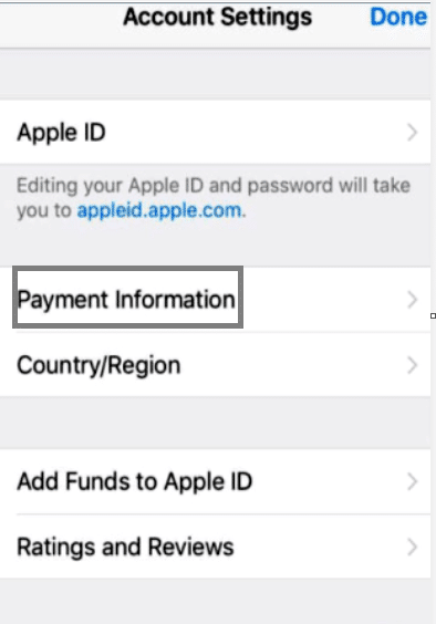 Update your payment method information in your Apple ID to fix Apple Pay payment not complete Error