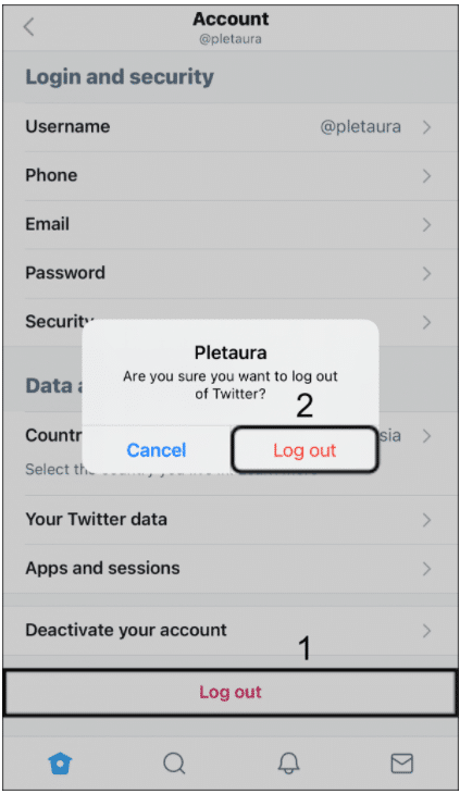 access Twitter account settings to log out and back in to fix Twitter direct messages (dm) not working, sending, or loading