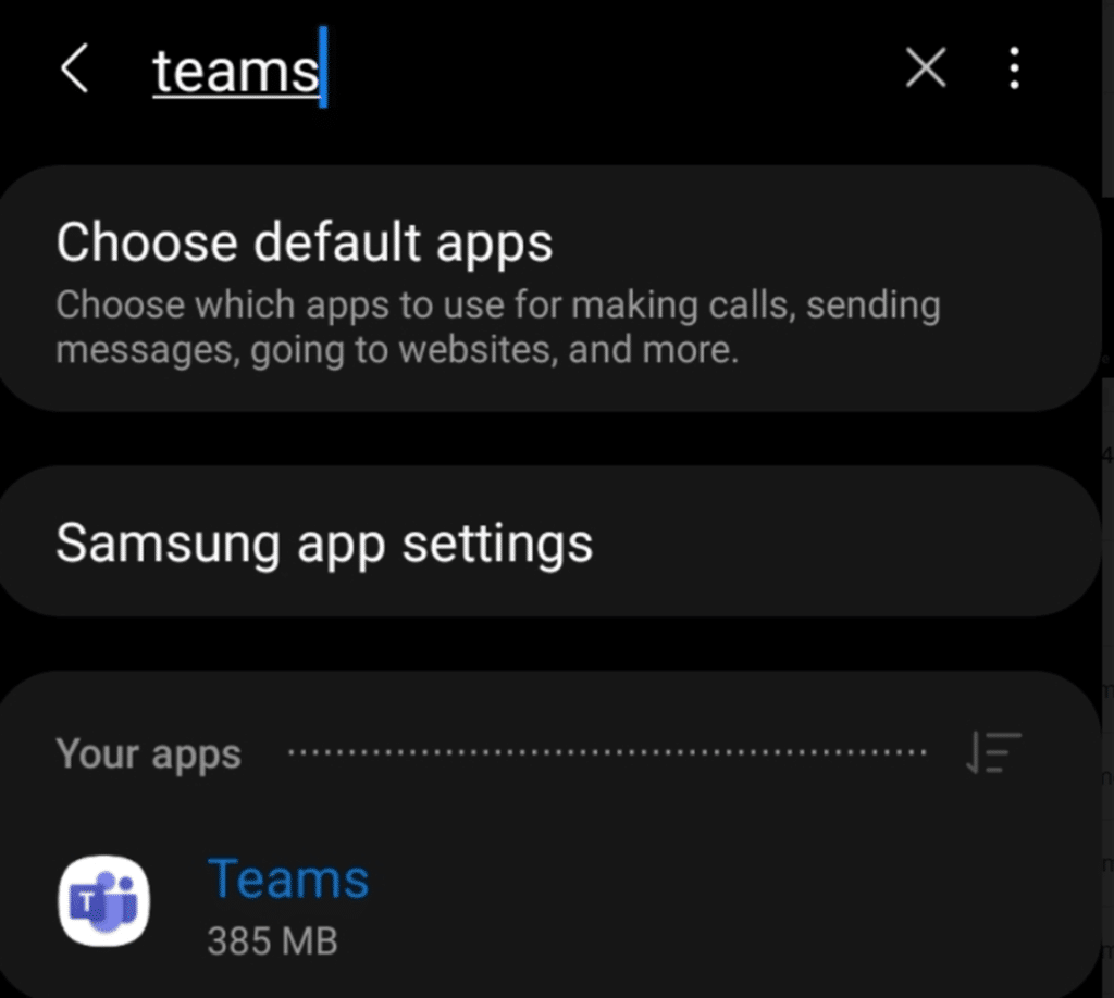 Force close & restart the microsoft Teams app  on android app to Fix Microsoft Teams recording or recorded video not working or playing