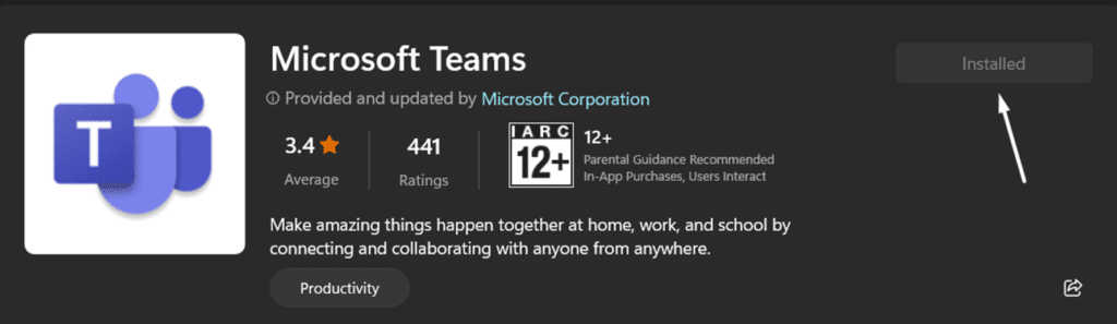 Reinstall the Microsoft Teams app on Windows to fix Microsoft Teams recording or recorded video not working or playing