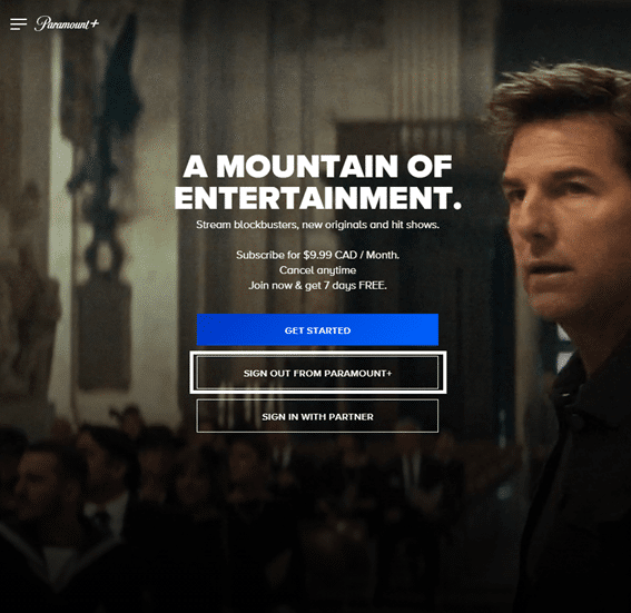 Re-login to Paramount Plus in your Browser to fix Paramount Plus not working with VPN