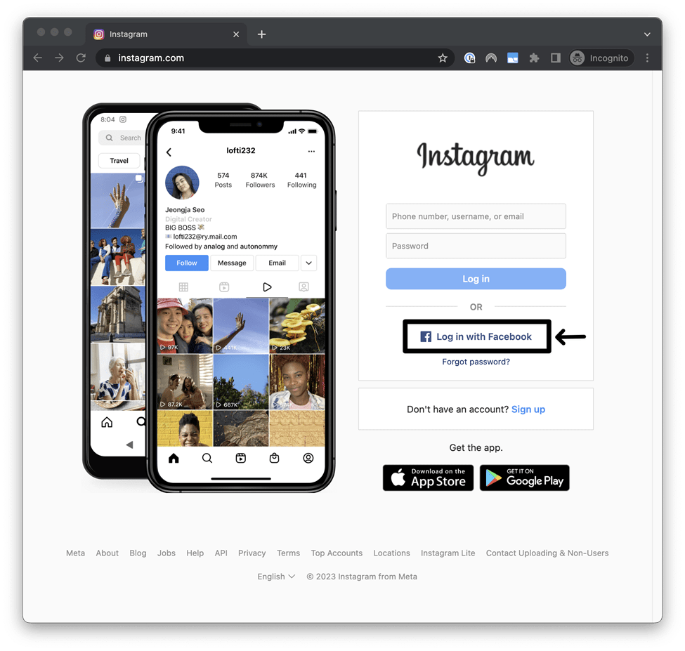 Login to Instagram from another web browser like incognito to fix Instagram not sending SMS code Issue