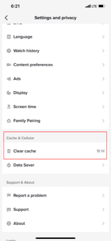 Clear junk data and cache storage on your IOS Tiktok app to fix why can’t I favourite videos on Tiktok