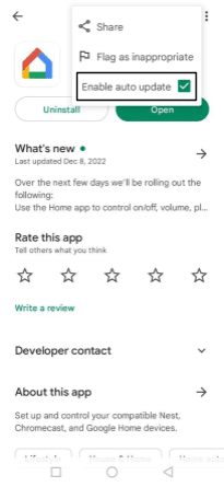 Update google home app to fix can't send invite right now error