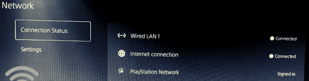 check LAN cable is working on PS5 through settings