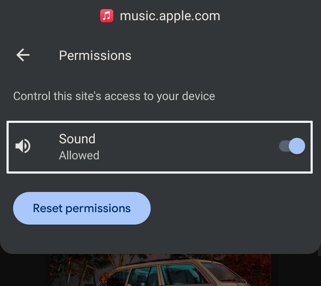 Allow access/permission with apple music to fix Apple Music in web browser or web player not working on mobile phone