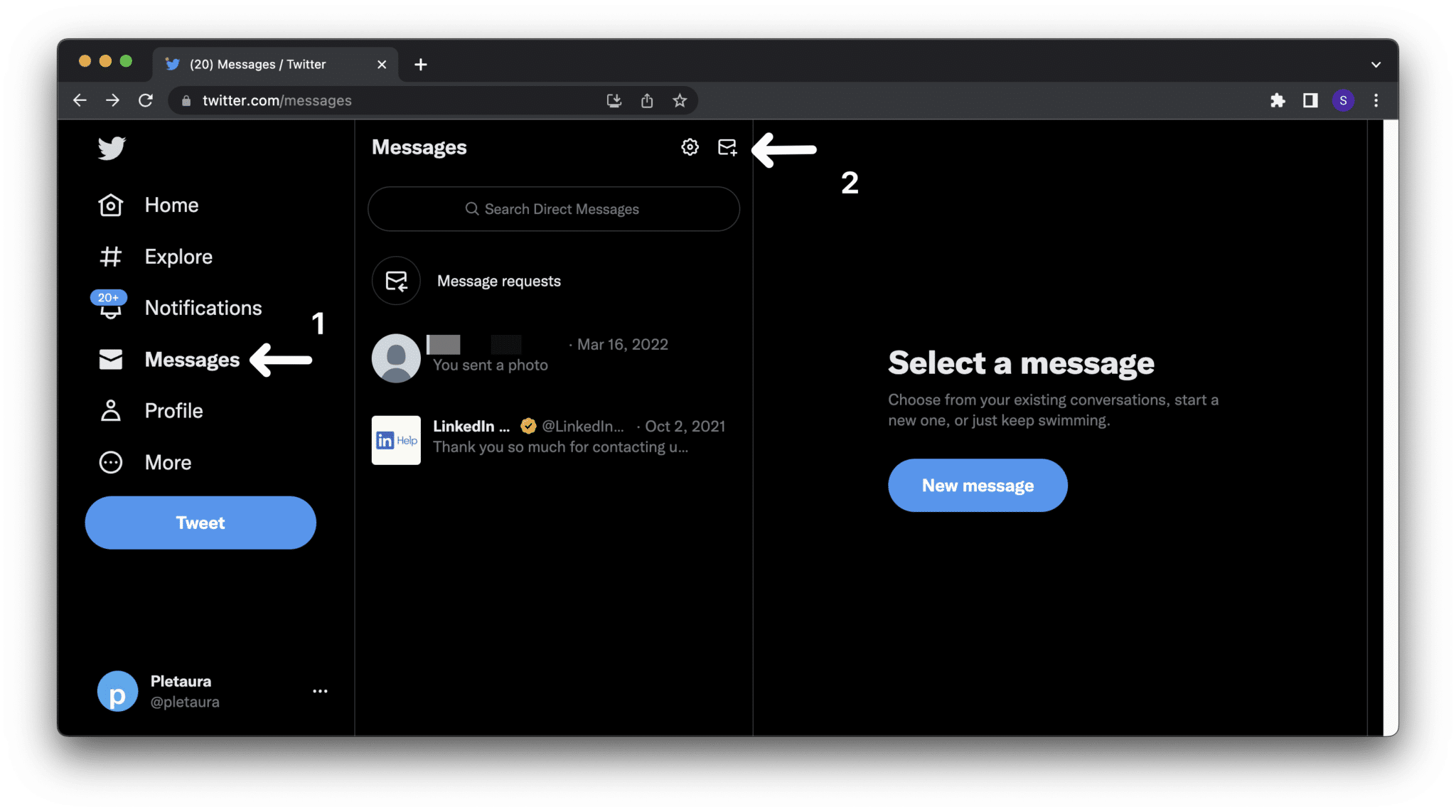 use the web version of Twitter to send direct messages to fix Twitter direct messages (DM) not working, sending, or loading