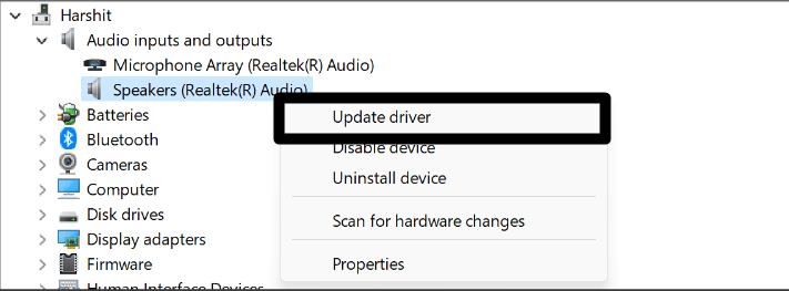 update audio drivers on Windows to fix Disney Plus (Disney+) no sound or audio not working or playing