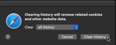 In Safari clear your browser’s cached data & history to fix ChatGPT 'Request timed out' or 'A timeout occurred' error