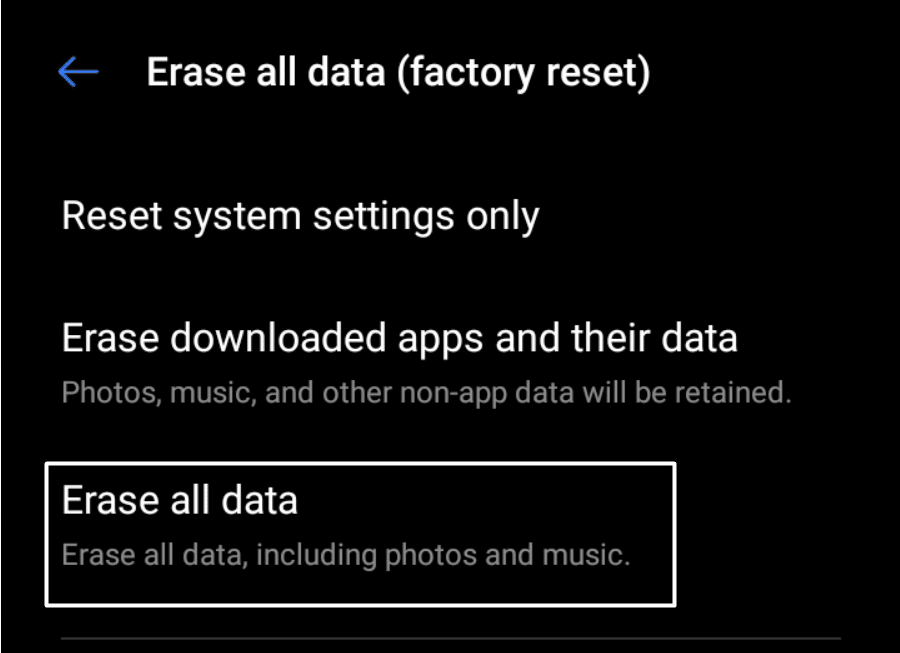 Reset your android device to fix YouTube app keeps crashing, freezing, and not responding issue