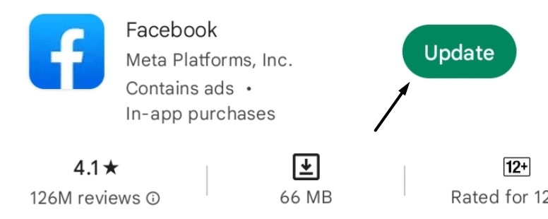 Update the Facebook app on mobile
