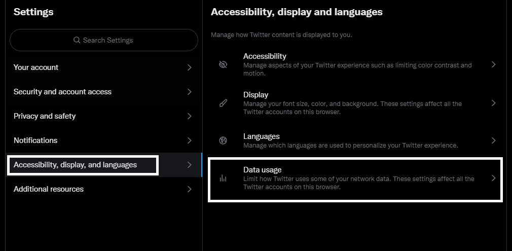 Disable data saver mode in X Twitter web application to fix X (Twitter) app scrolling lag problem or issue