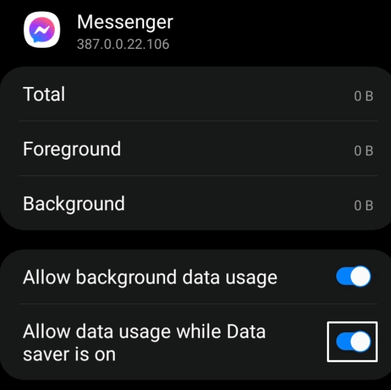 Allow unrestricted data usage of the Facebook app on mobile