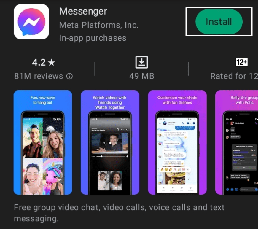 Uninstall and reinstall the Facebook Messenger app on mobile