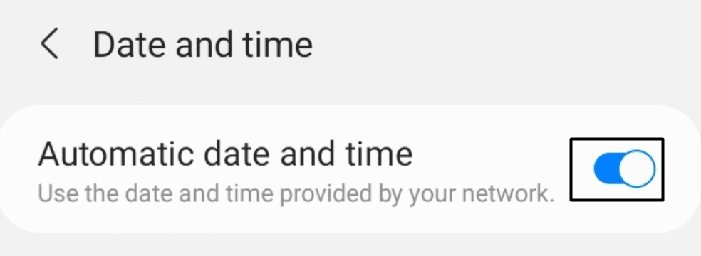 Sync date & time settings on Android devices to fix Amazon Music keeps stopping, not working, connecting, or playing songs