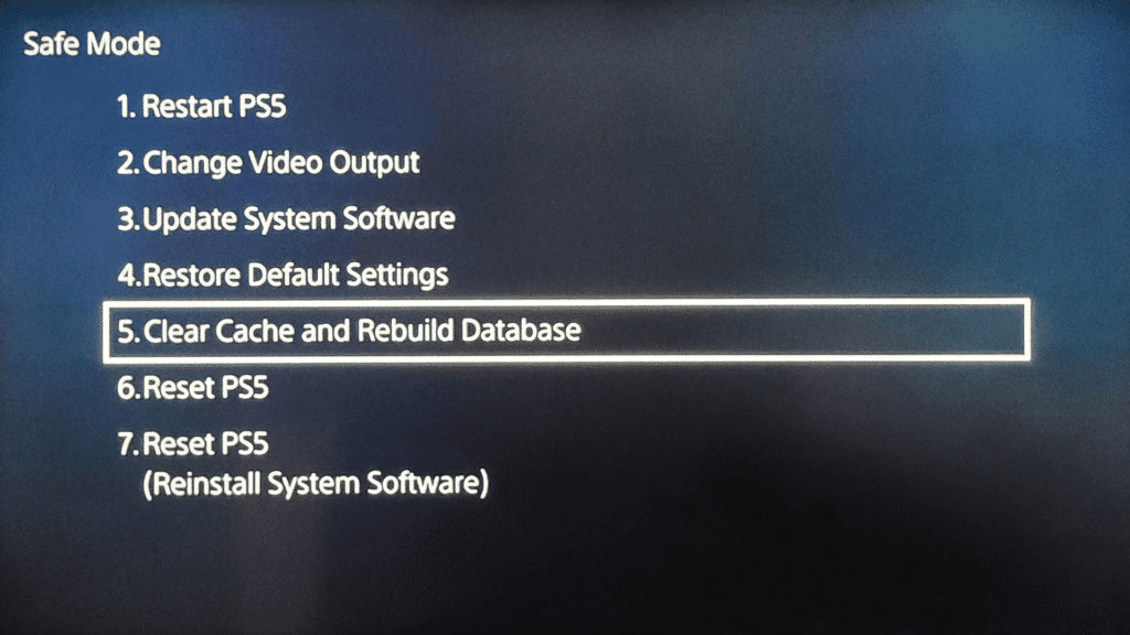 Rebuild the PS5 database  to fix The PS5 White Light Blinking Issue