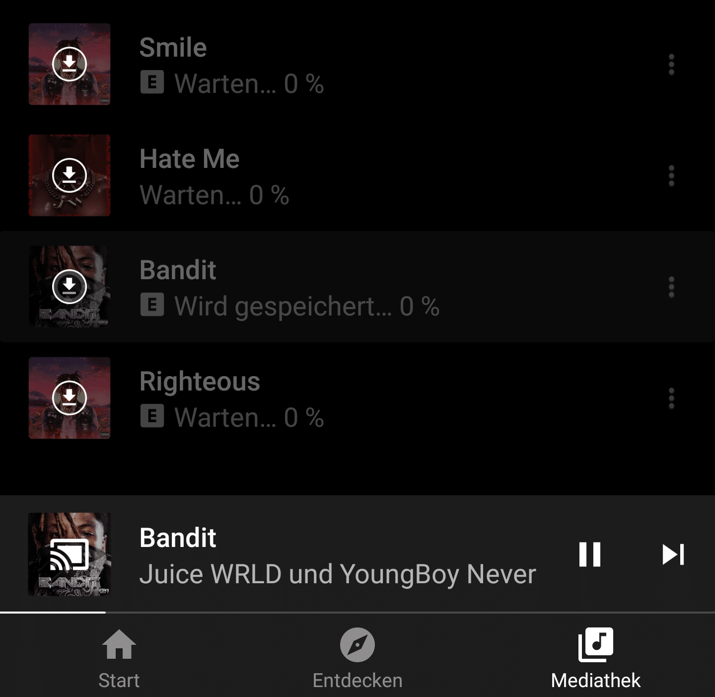 YouTube Music downloads stuck on waiting, not working, playing or downloading