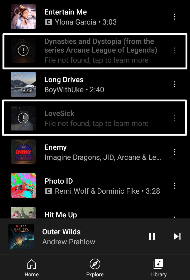 YouTube Music downloads File not found, disappeared not working, playing, downloading, or download stuck on waiting