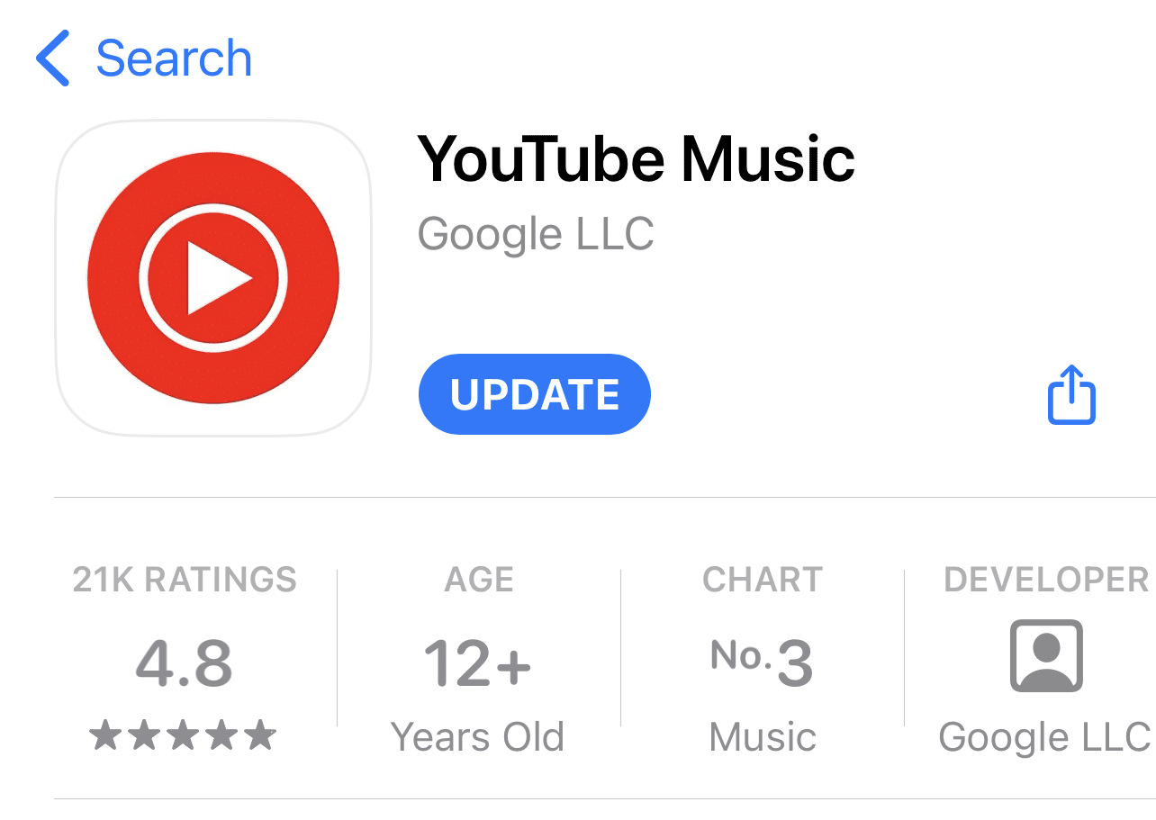 Install pending YouTube Music app updates to fix YouTube Music downloads not working, playing, downloading, or download stuck on waiting