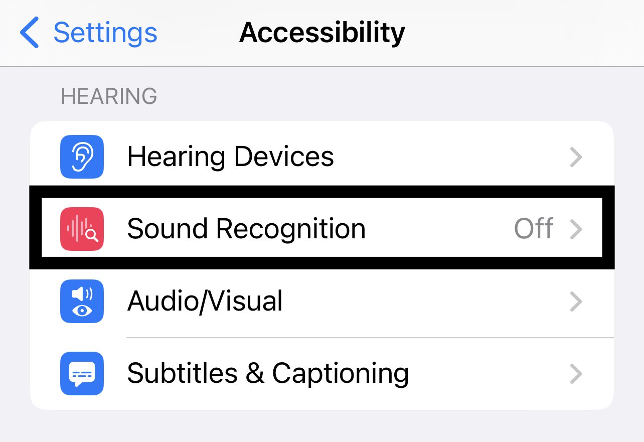 Turn on sound recognition on iPhone or iOS to fix Shazam music recognition not working, app issues and problems, and crashing on iPhone