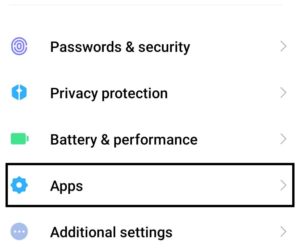 access Apps settings menu on Android to clear Shazam cache data to fix Shazam music recognition not working, app issues and problems, and crashing on Android