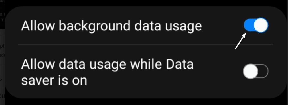 allow background data usage for app on Android to fix Shazam music recognition not working, app issues and problems, and crashing on Android