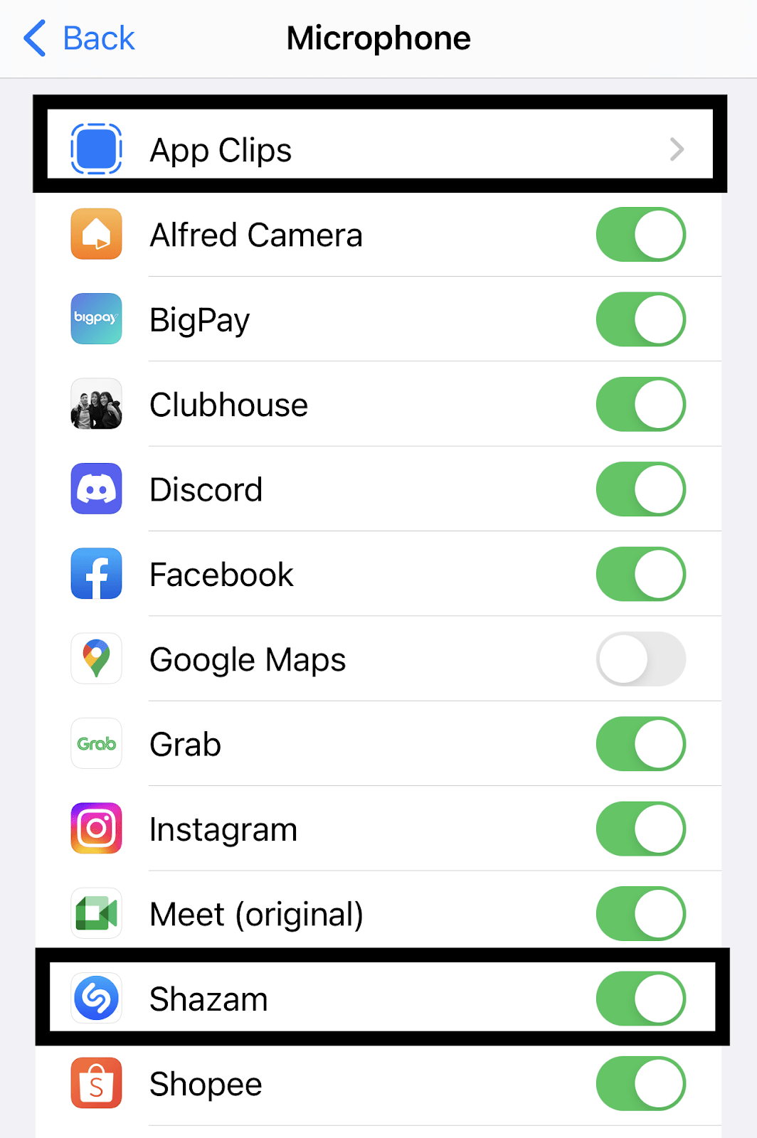 allow microphone access permission to Shazam app on iOS to fix Shazam music recognition not working, app issues and problems, and crashing on iPhone