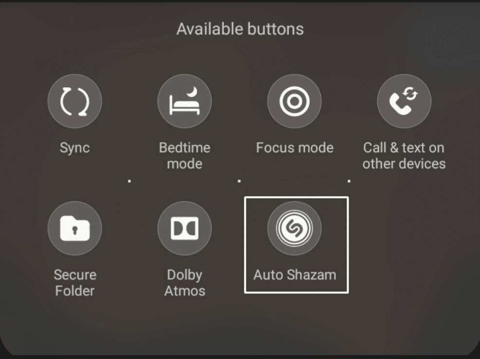 edit notification panel on Android to re-add music recognition toggle to fix Shazam music recognition not working, app issues and problems, and crashing on Android