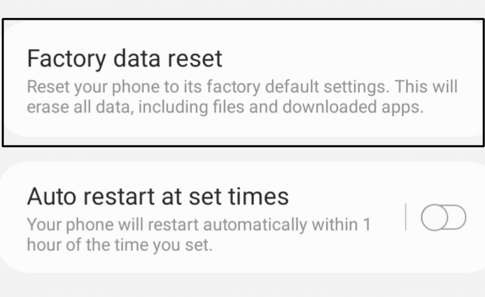 perform factory data reset on Android to fix Shazam music recognition not working, app issues and problems, and crashing on Android