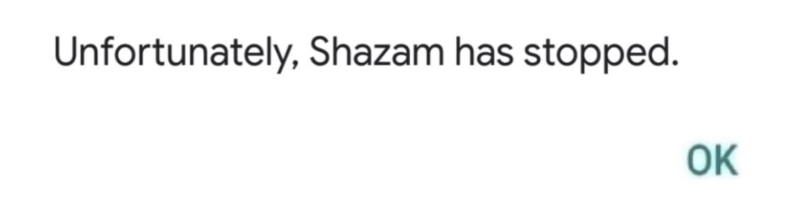 unfortunately Shazam has stopped error