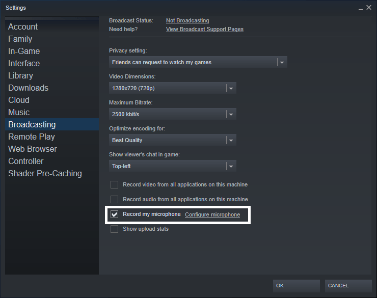Allow steam to access your microphone to fix steam voice chat or messages are not working