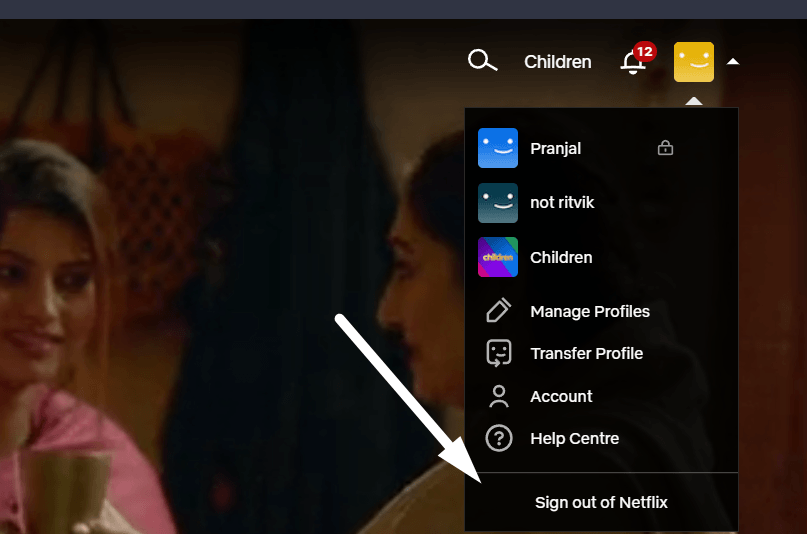 Log out of Netflix and log in again on desktop to fix Netflix 'We are unable to switch profile' error