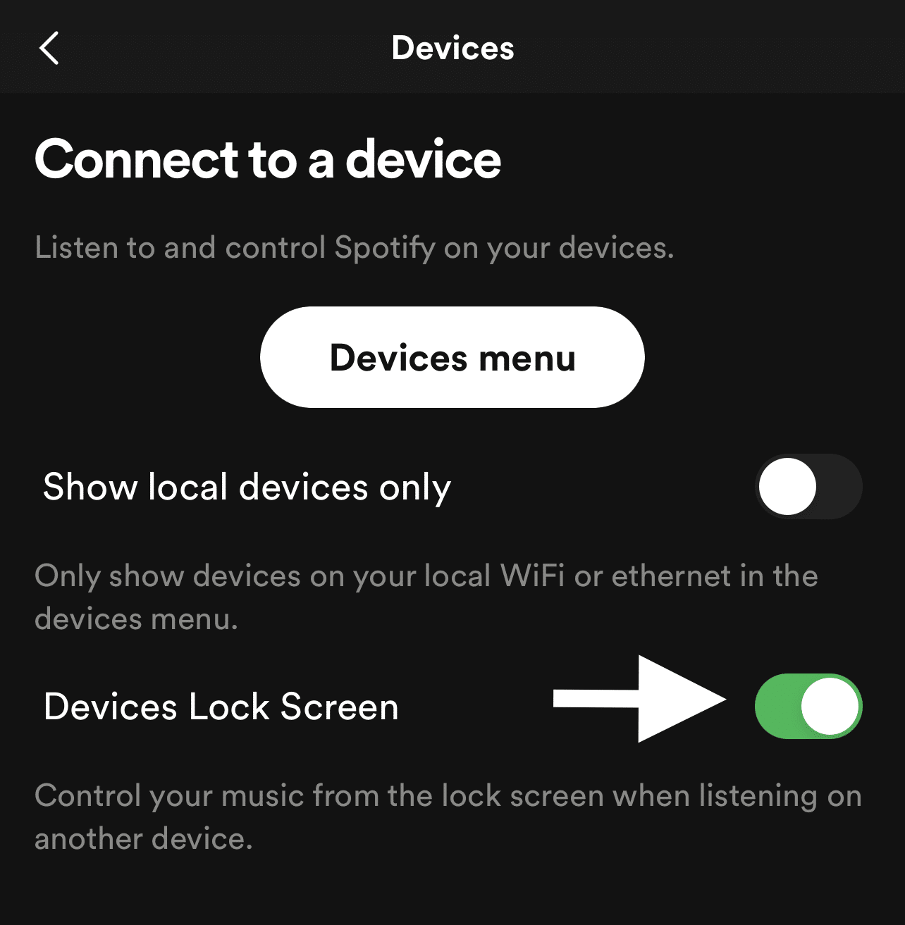Enable the devices lock screen option in the Spotify app on iOS devices to fix Spotify not showing on the lock Screen