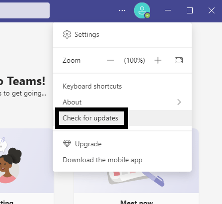 Update your Microsoft Teams app to fix Microsoft Teams status not showing, updating, changing, or working