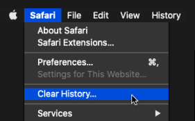 Clear your web browser's cookies and cache on Safari web browser macOS to fix Tubi TV buffering, freezing, black screen, not working or playing