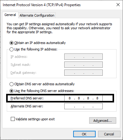 Change your DNS address on desktop