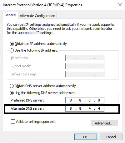 Change your DNS address on desktop