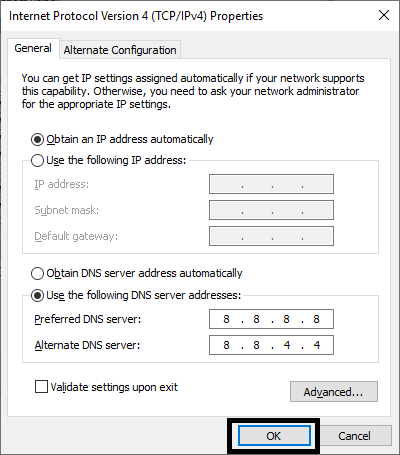 Change your DNS address on desktop