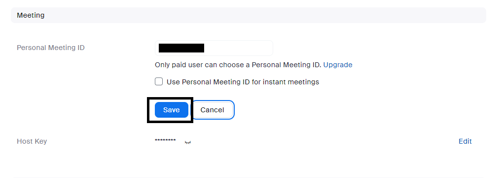 Renew/create a personal ID and meeting room session