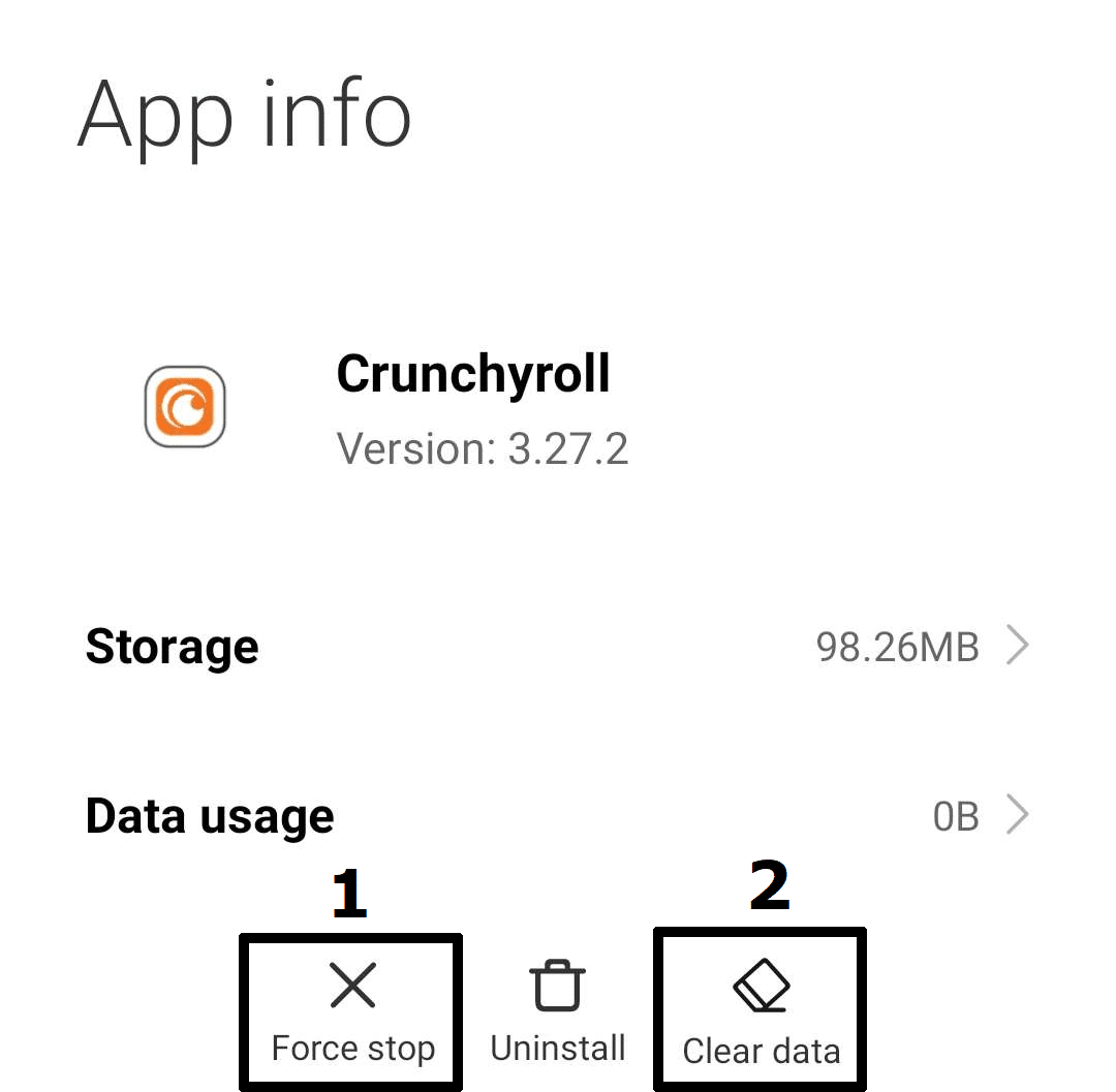 Clear Crunchyroll cache and data on mobile