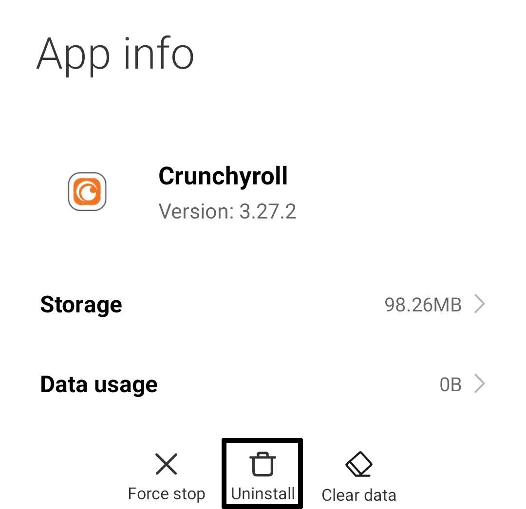 Clear Crunchyroll cache and data on mobile