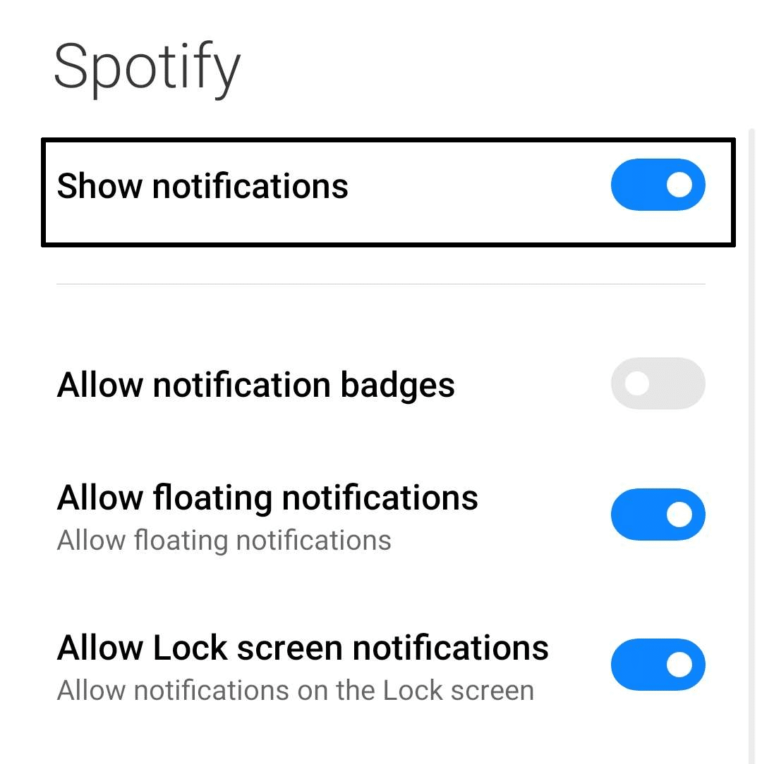 Set Spotify notification to on/priority to fix Spotify not working on Android Auto or the ‘Spotify Doesn’t Seem to be Working Right Now’ or ‘Spotify is Currently Unavailable’ error