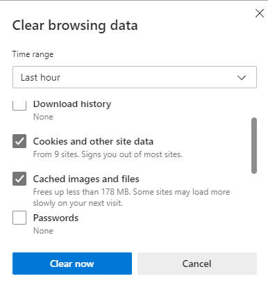 Clear web browser cache data on Microsoft Edge through browser settings to fix the Taobao login problem, can’t log in or sign in, or verification not sending, receiving, or working
