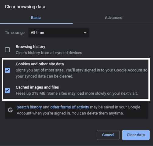 Clear your Slack cache and data on your internet broser to fix can't log In or connect to slack