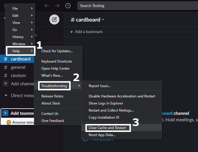 Reset your Slack app on desktop version to fix can't log In or connect to slack